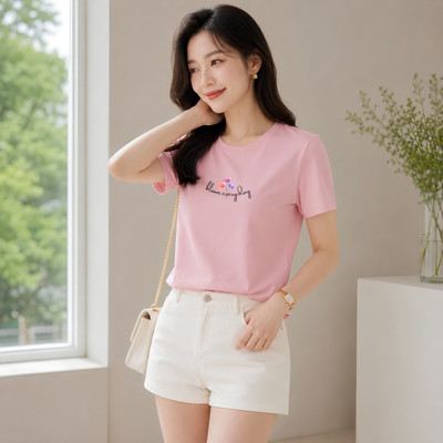 Áo phông nữ dáng vừa NA01 in chữ "Bloom Everyday" chất liệu thun cotton Loza VT8230
