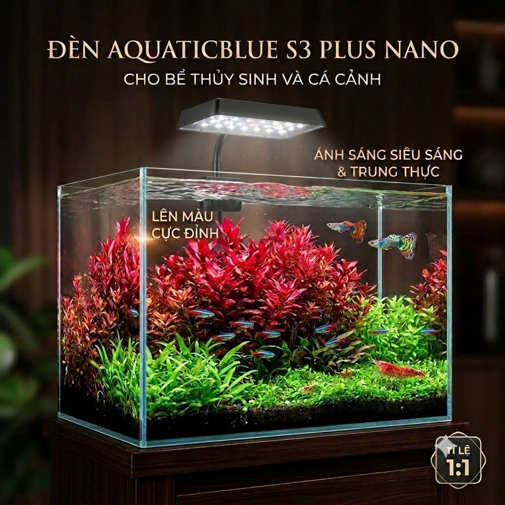 Đèn LED Đỏ Cá Không Đổi Màu Nước Cho Hồ Cá S3 Plus, S3 Plus Pro Aquatic Blue 15–40cm