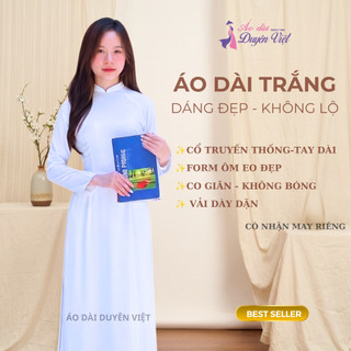 [BÁN CHẠY] Áo Dài Trắng Học Sinh Nữ Tay Dài Cổ Cao Form Chuẩn Ôm Eo Vải Dày Dặn Không Lộ Đủ Size