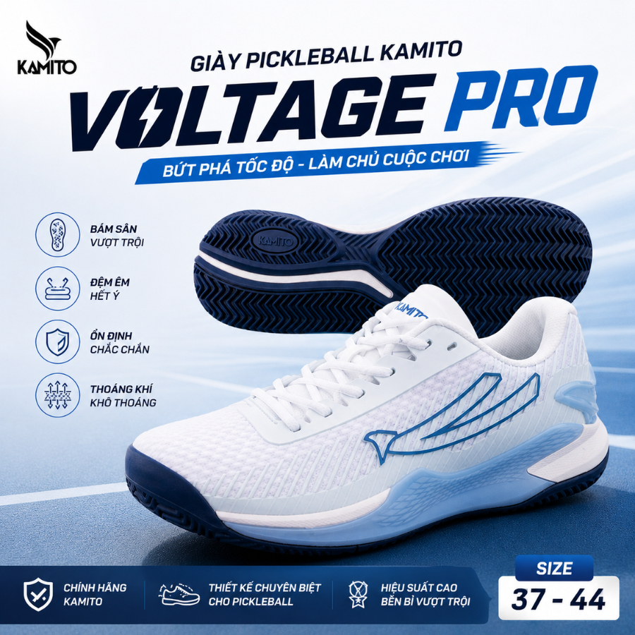 Giày Pickleball Kamito Voltage Pro Bền Bỉ Bám Sân Thoáng Khí Di Chuyển Linh Hoạt