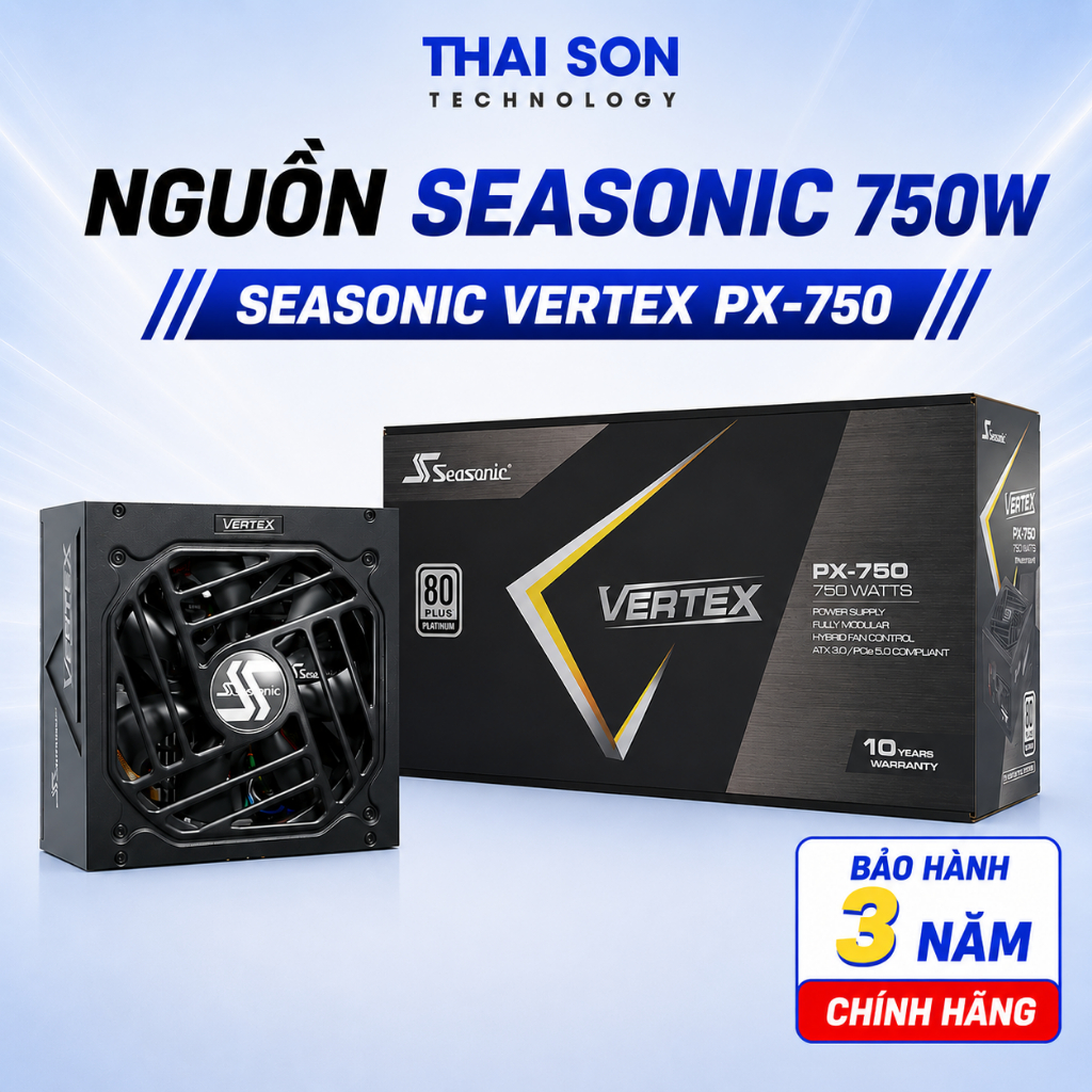 [Full VAT] PSU Nguồn máy tính Seasonic 750W 80 Plus Platinum Vertex - Bảo hành 36 tháng