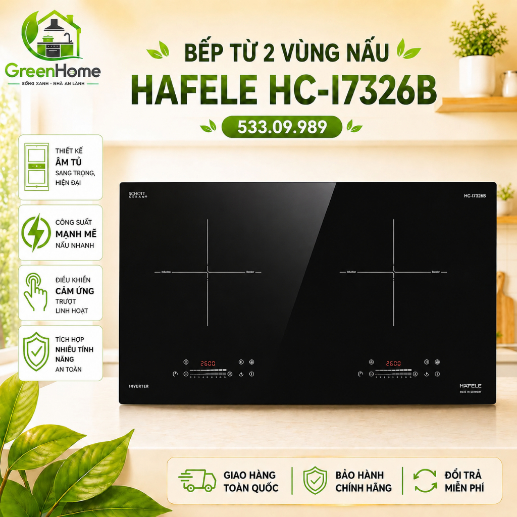 Bếp Từ Hafele HC-I7326B 533.09.989 – 2 Vùng Nấu – Công Nghệ Inverter – Schott Ceran – Xuất Xứ Đức