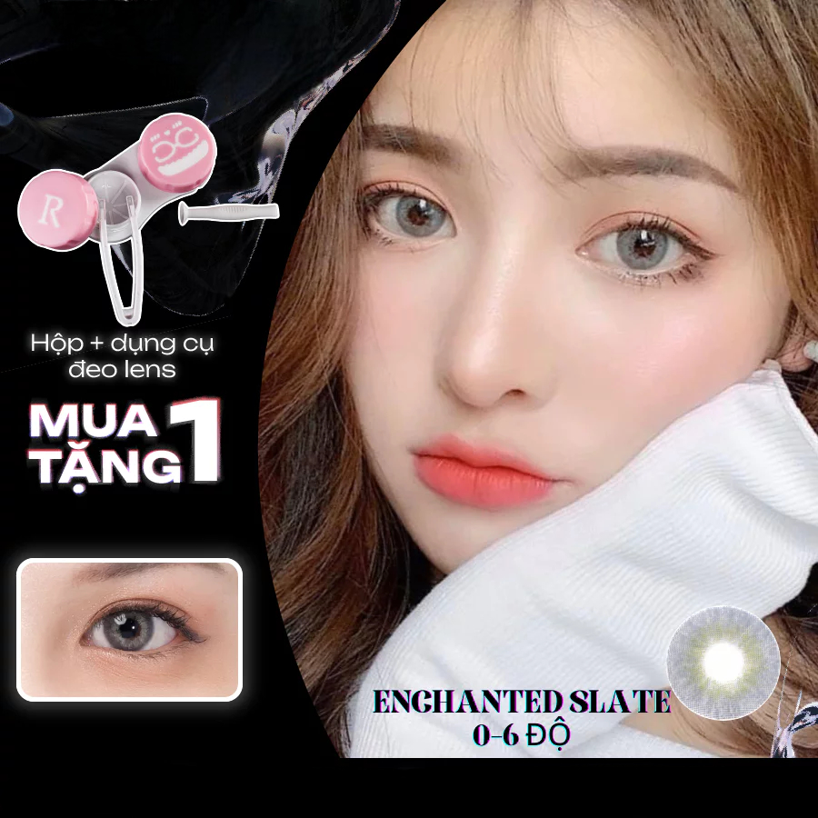 [TOP VALUE] Kính Áp Tròng Hera Xám Đam Mê  0  6 Độ ENCHANTED SLATE Nhập Khẩu Hàn Quốc Lens Cận 6 Thá