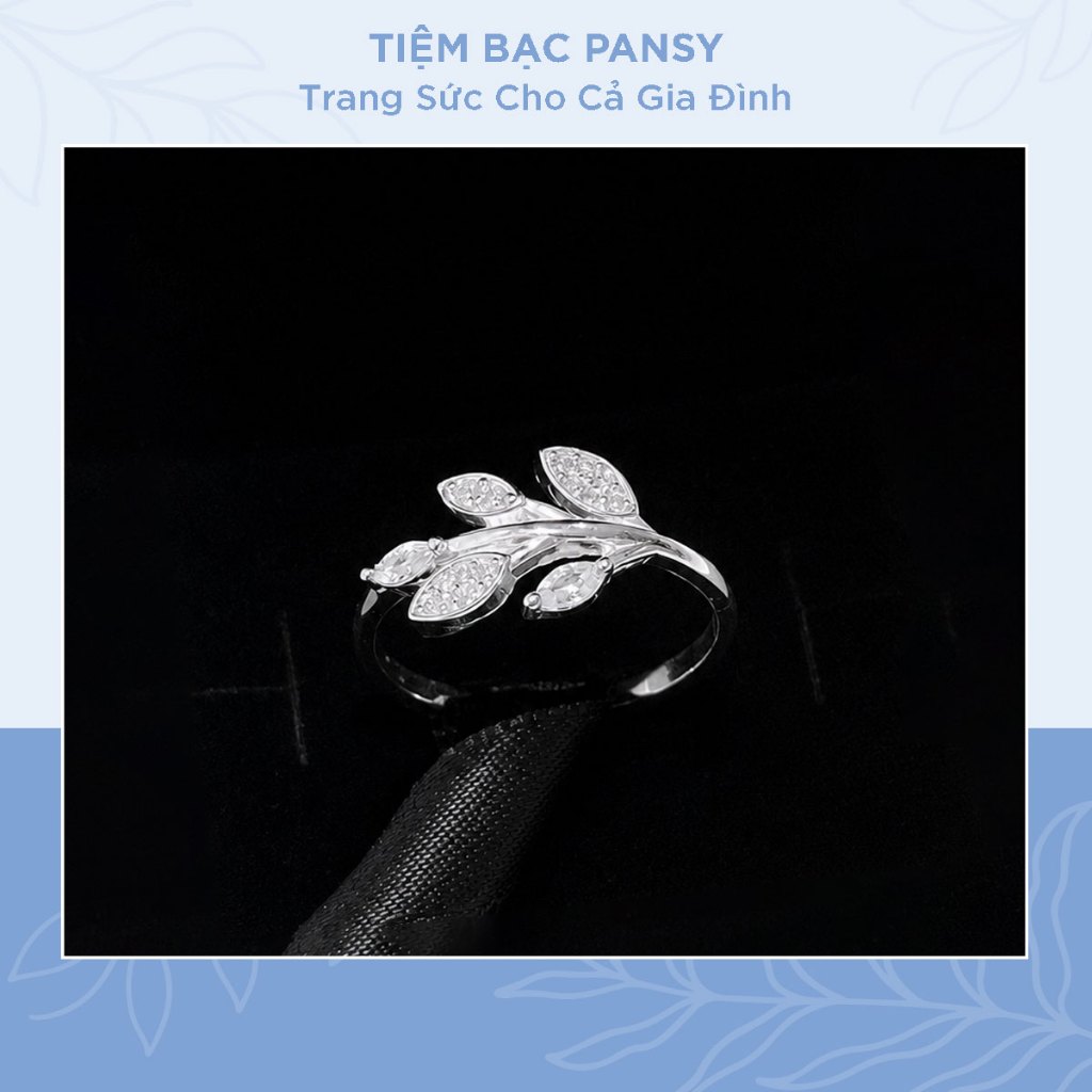 Nhẫn bạc nữ PANSY hình lá đính đá cá tính bằng bạc ta - TIỆM BẠC PANSY