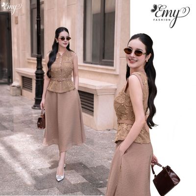 SET Áo Chân Váy Rời Thiết Kế EMY Thời Trang Cao Cấp EM4122 Voan Lưới Sang Chảnh Đi Tiệc