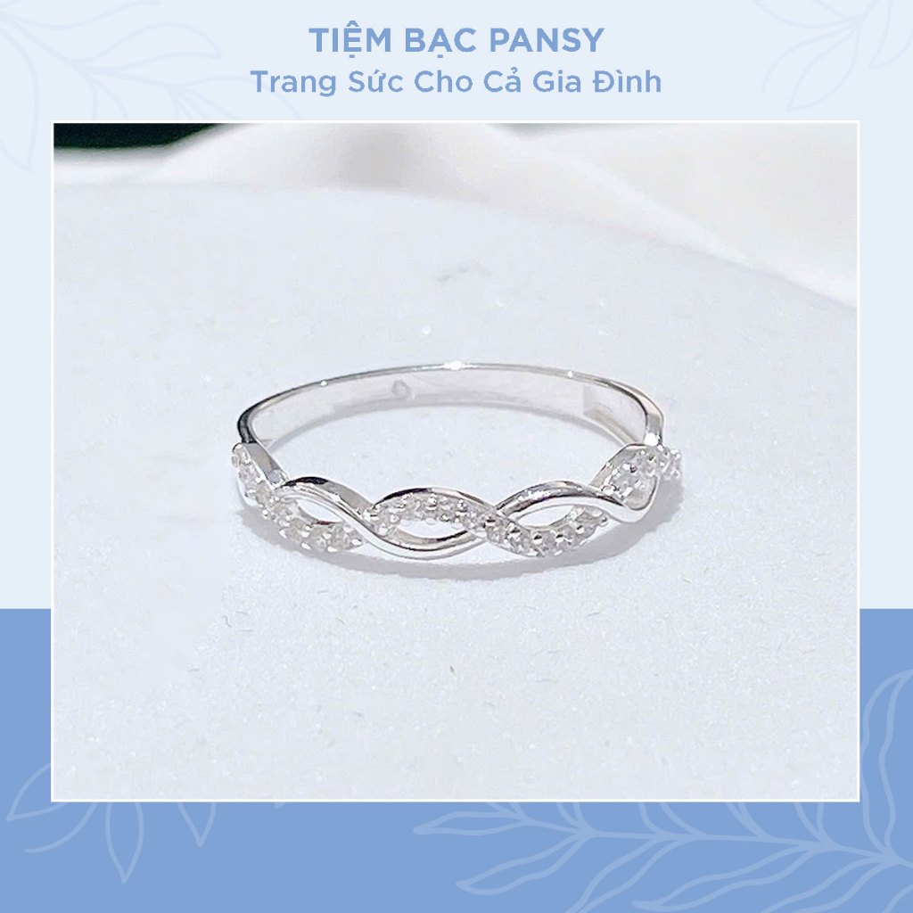 Nhẫn bạc nữ PANSY xoắn kép cách điệu bằng bạc ta thật chuẩn - TIỆM BẠC PANSY