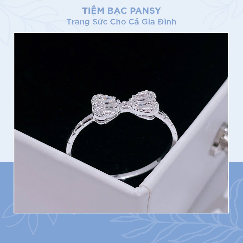 Nhẫn bạc nữ PANSY hình nơ nạm đá độc đáo chuẩn bạc ta