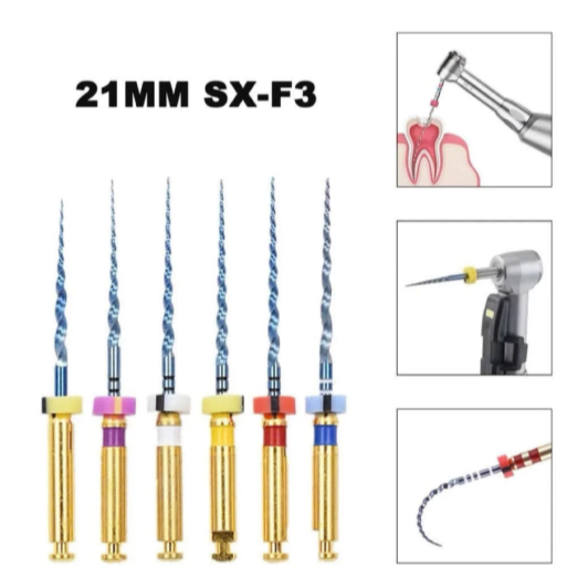 File máy nội nha Protaper Dentsply SX F1 F2 F3 Rotary Files 25mm Niti Bộ 6 Cây