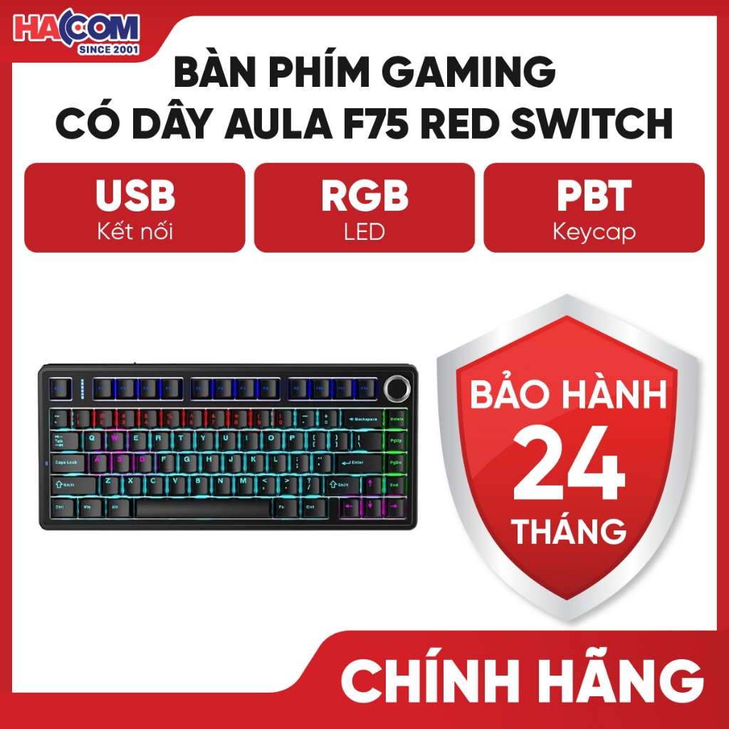 Bàn Phím Cơ gaming có dây AULA F75 - Bảo Hành 24 Tháng HACOM PC