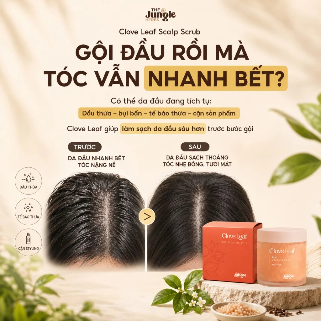 [Top Value]Tẩy tế bào chết da đầu giảm bết, ngứa Clove Leaf 250G [Bản Mới] - The Jungle Herbs