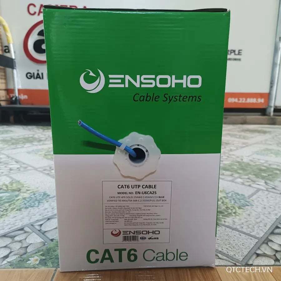 Cáp mạng ENSOHO mã U6CA25 UTP CAT6, U6CA24 UTP CAT6, F6CA24 FTP CAT6 (305M/ cuộn)