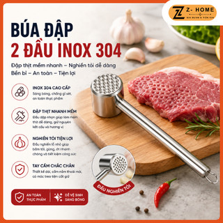 Búa Đập Thịt 2 Đầu Inox 304 Cao Cấp Dầm Thịt, Hành Tỏi, Gia Vị Tiện Dụng