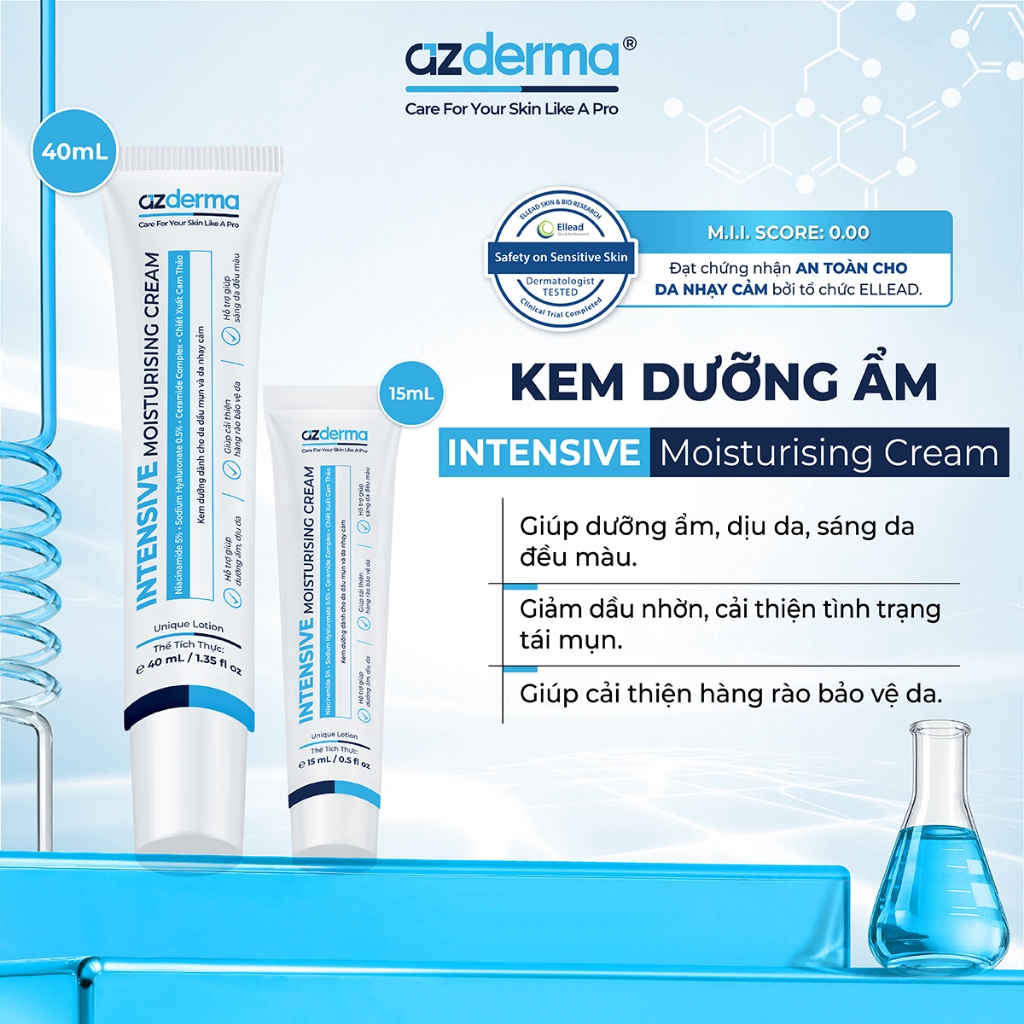 [CHÍNH HÃNG] Kem dưỡng ẩm, cải thiện hàng rào da Intensive Moisturising Cream Azderma