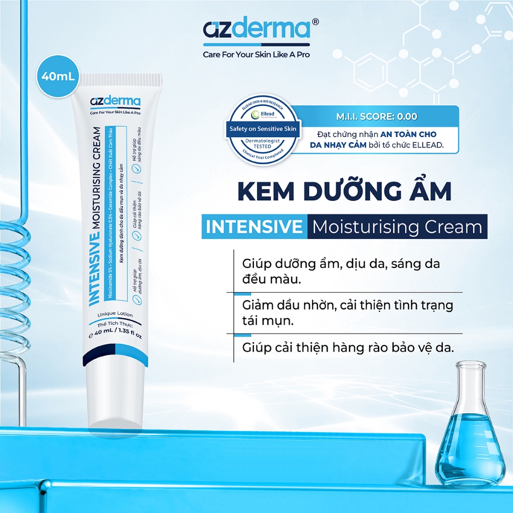 [ Azderma] Kem dưỡng ẩm cải thiện hàng rào da Intensive Moisturising Cream Azderma 40ml