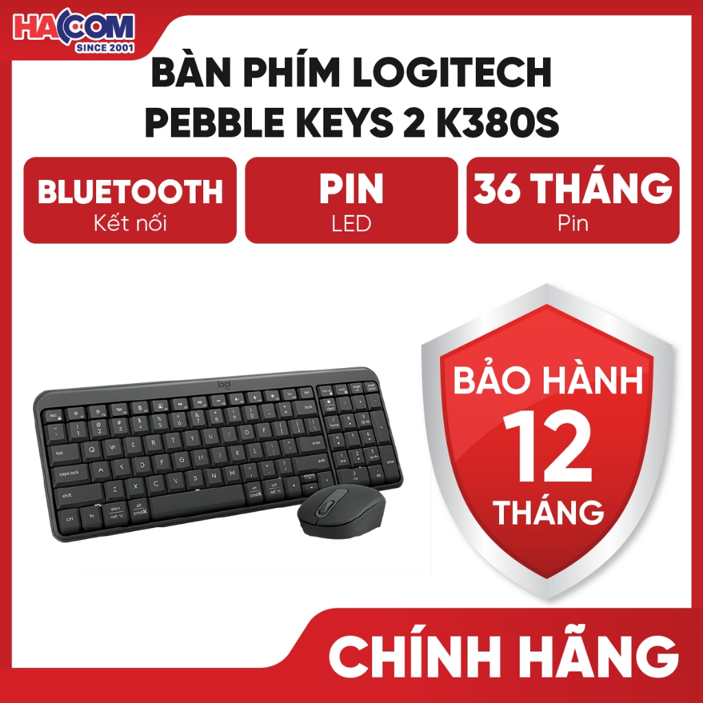 Bàn phím không dây Logitech Pebble keys 2 K380s Màu Đen (Wireless/Bluetooth)