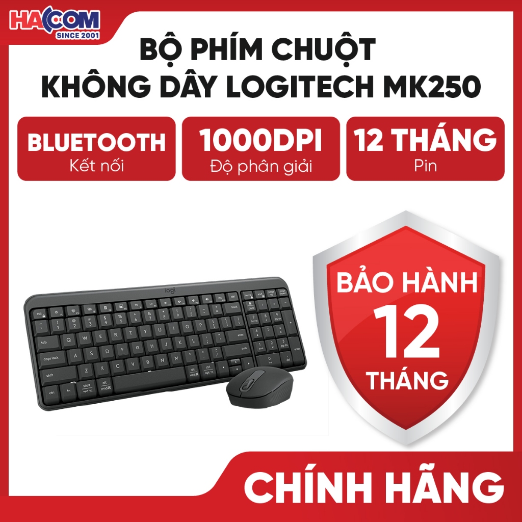 Bộ Phím Chuột Không Dây Logitech MK250 - BH 12 Tháng HACOM PC