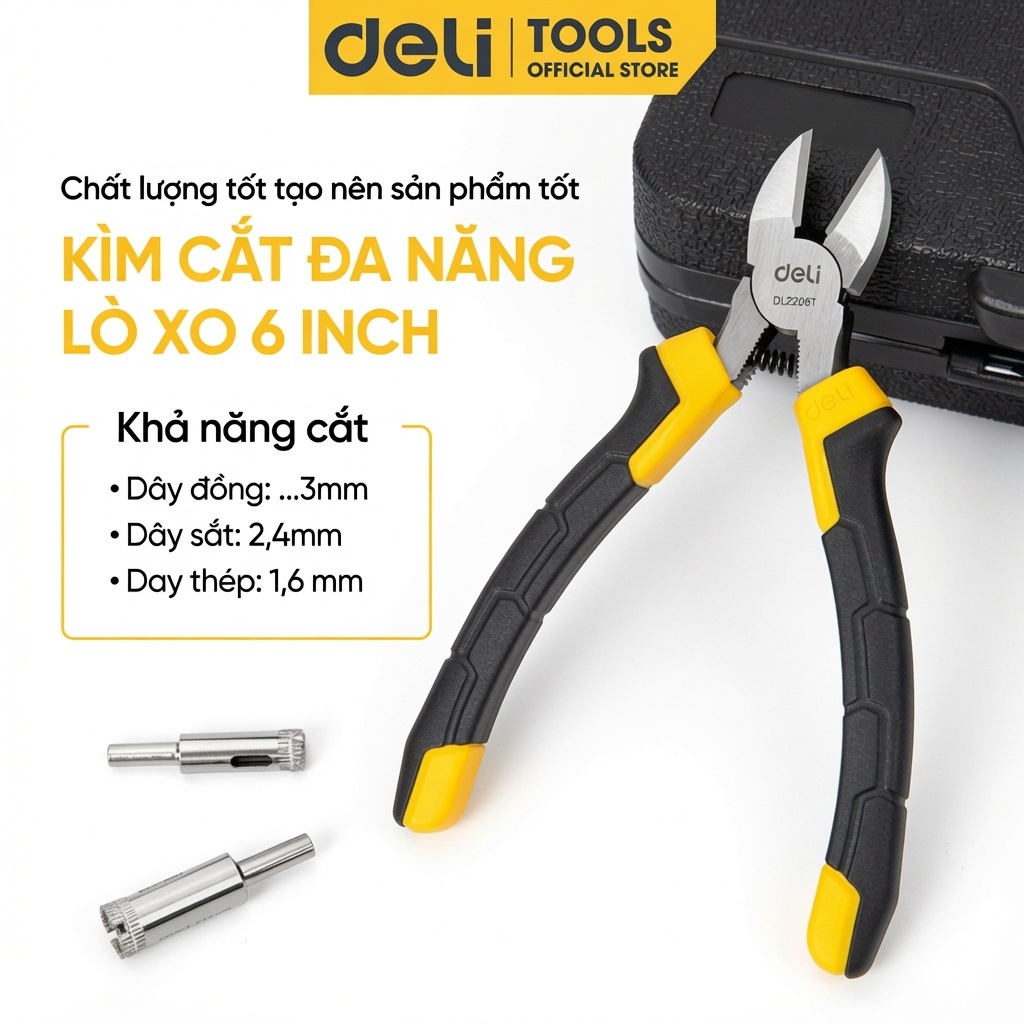 Kìm cắt - kìm điện nhọn - kìm chéo Deli Tools Cao Cấp - Nhiều kích thước - Đầu sắc bén