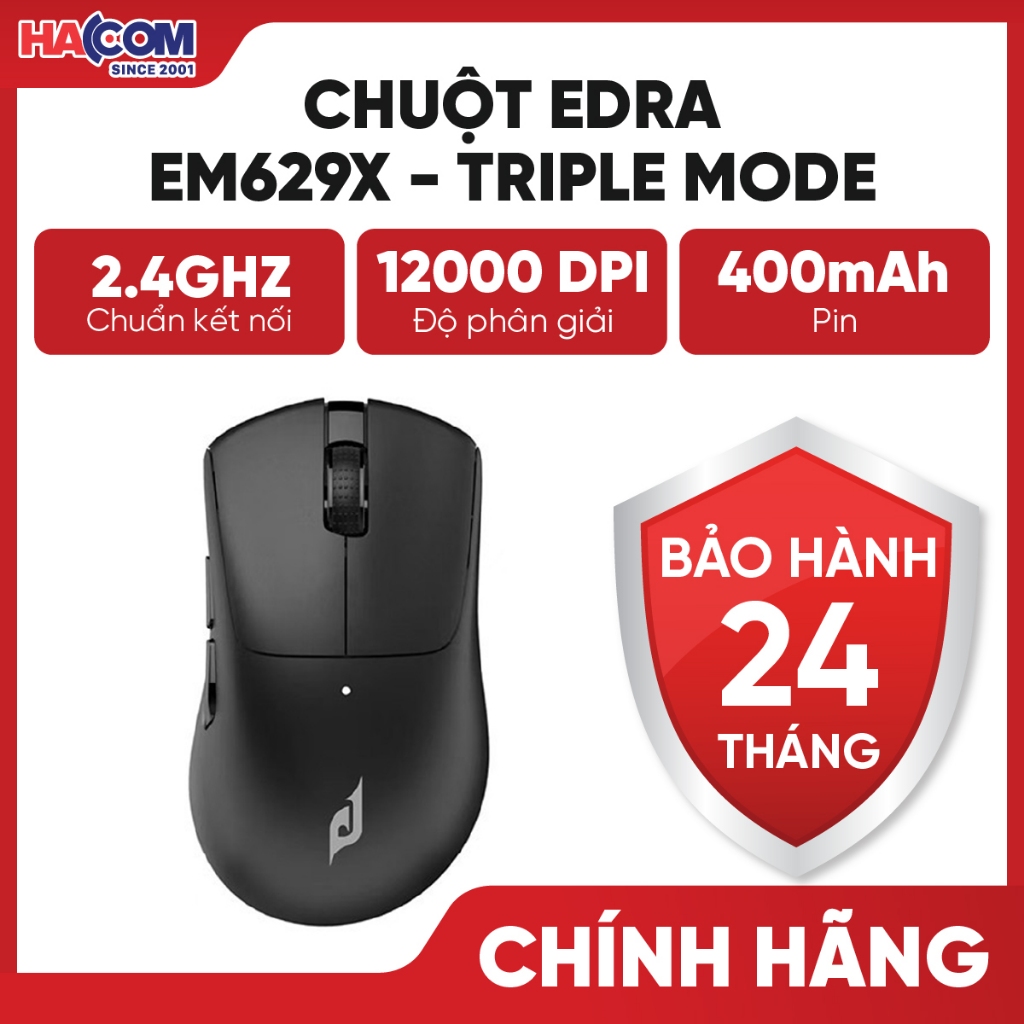 Chuột Gaming Không Dây EDRA EM629X - Triple Mode - Bảo Hành 24 Tháng HACOM PC