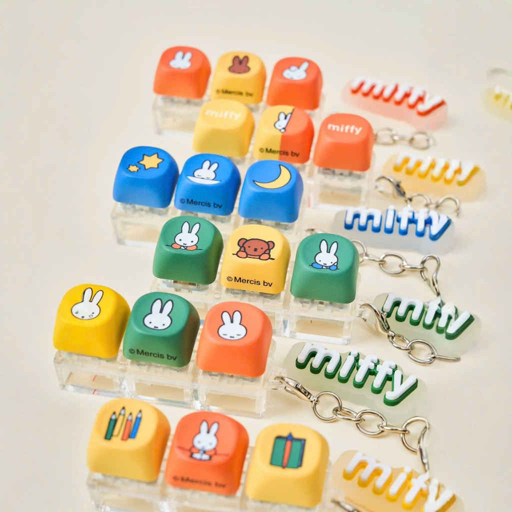 CHÍNH HÃNG Blindbox Miffy Keycaps Keychain - Móc khóa bộ nút bấm miffy đáng yêu