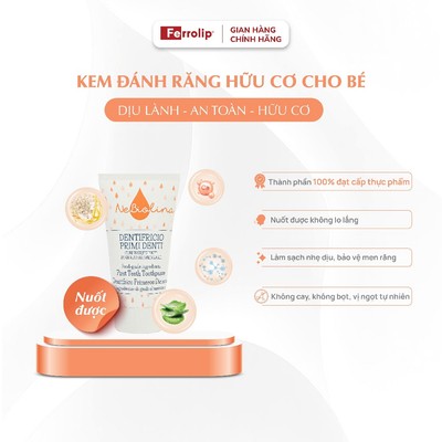 Kem đánh răng cho bé chiết xuất Yến mạch hữu cơ NeBiolina nuốt được 50g