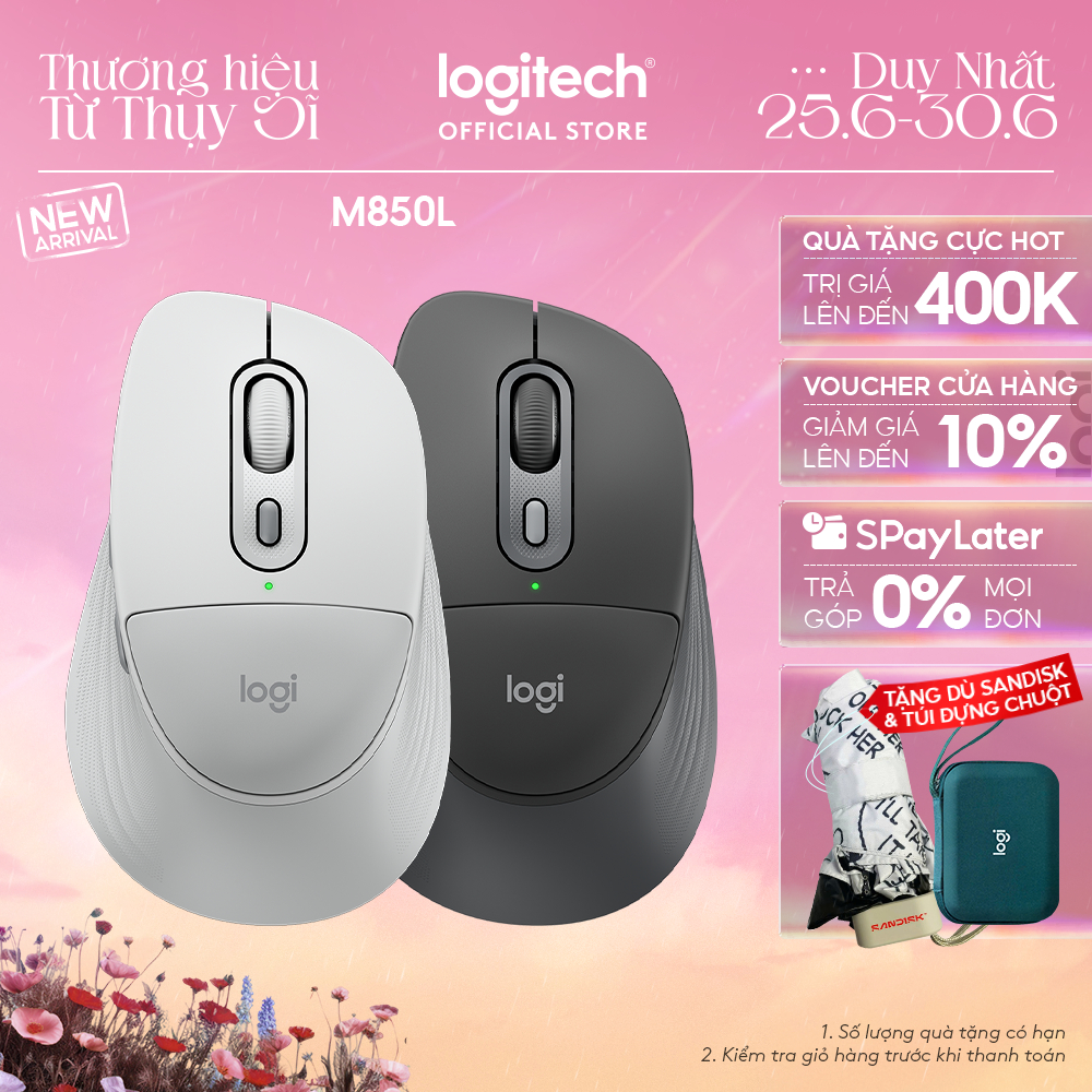 Chuột Bluetooth Logitech Signature Comfort Plus M850 L - Đệm tay êm ái, Quiet click, pin lâu, tương thích Windows OS | BigBuy360 - bigbuy360.vn