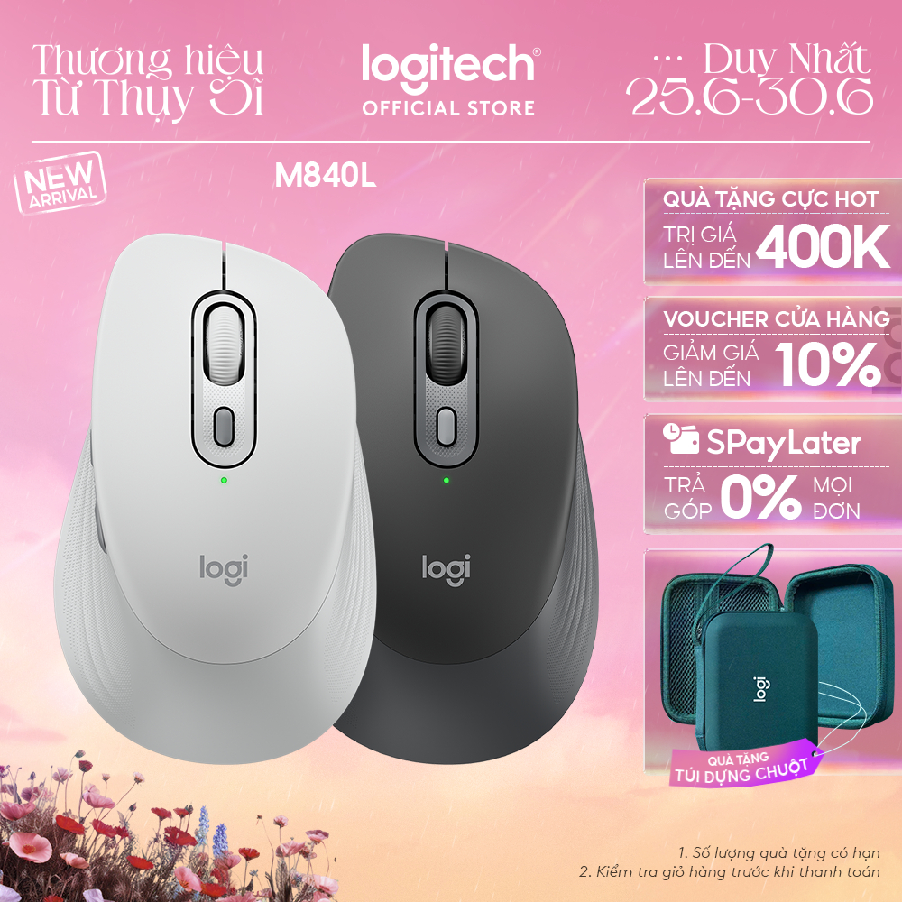 Chuột Bluetooth Logitech Signature Comfort M840 L - Nhấp êm ái, SmartWheel, Nút tùy chỉnh, tương thích Windows, OS | BigBuy360 - bigbuy360.vn