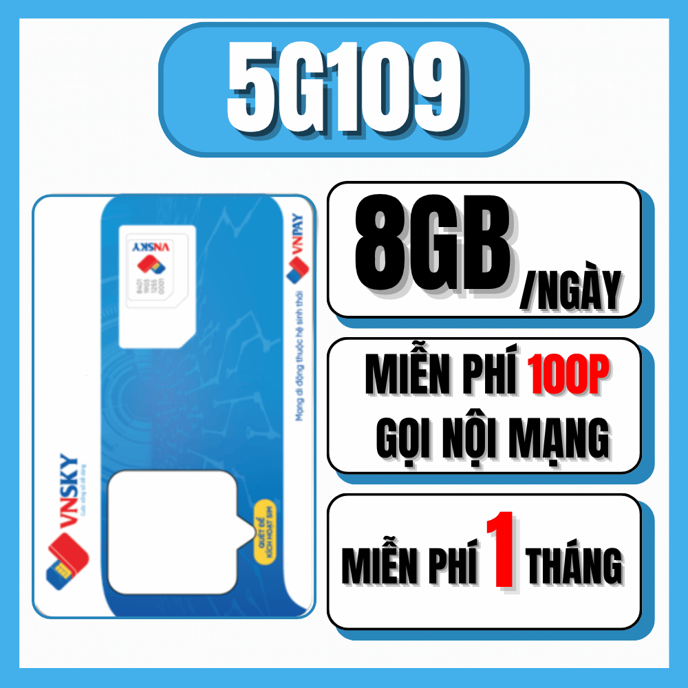 (Có eSim) Miễn Phí 1 Tháng Đầu Sim 5G VNSKY Sóng MOBIFONE Siêu Data Chất Lượng Lướt Mạng Thả Ga Cả T