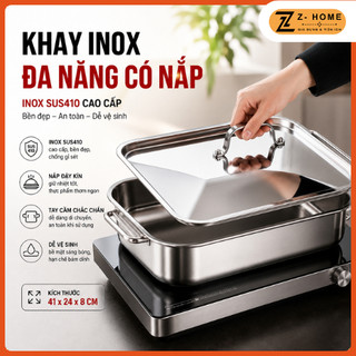 Khay Inox Đa Năng Có Nắp Đậy, Thích Hợp Dùng Để Hấp, Nướng Hoặc Sử Dụng Khi Ăn Lẩu, Cực Kỳ Tiện Lợi