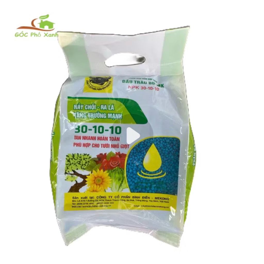Phân bón NPK 30-10-10 tan nhanh Đầu trâu gói 1kg