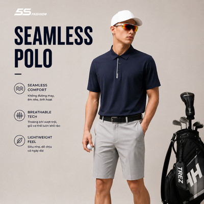 Áo Polo Nam 5S FASHION SEAMLESS Kiểu Dáng Thể Thao, Cổ Ép Không Đường May Cao Cấp M0APC26074