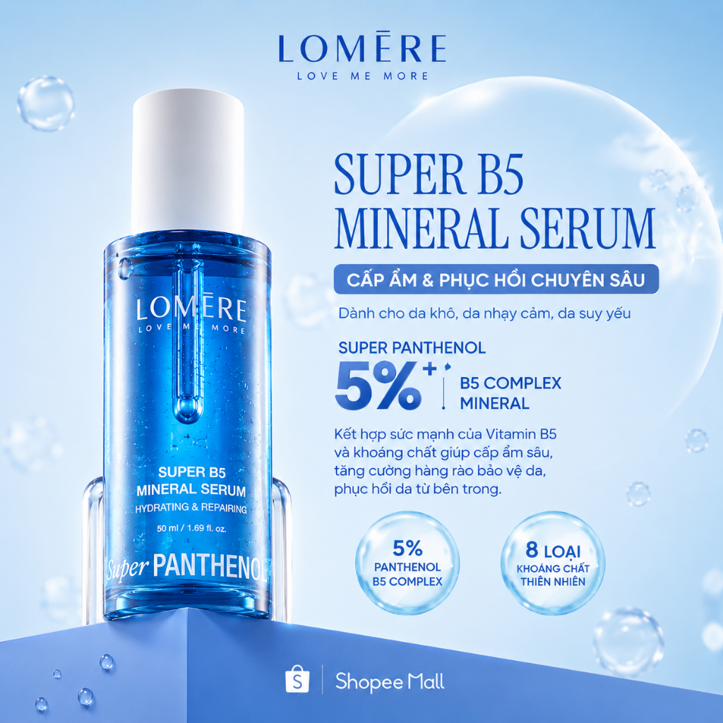 [MALL] Tinh chất LOMERE Super Panthenol B5 Serum khoáng phục hồi, cấp ẩm, làm dịu mọi loại da, da nh