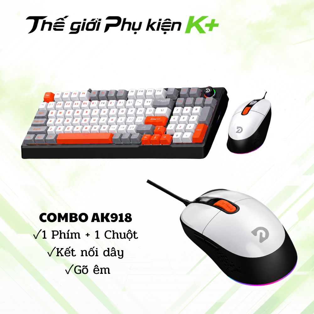 Combo bàn phím cơ + chuột gaming Deiog AK918  98 phím Trục Linear Switch Led RGB chống nước IPX7