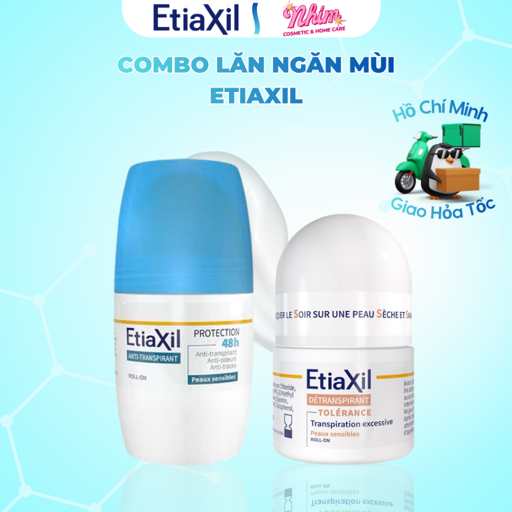 (Hỏa tốc) Combo Lăn Khử Mùi Etiaxil Bảo Vệ Kép 50ml và Lăn Khử Mùi Ngăn Mồ Hôi Etiaxil 15ml