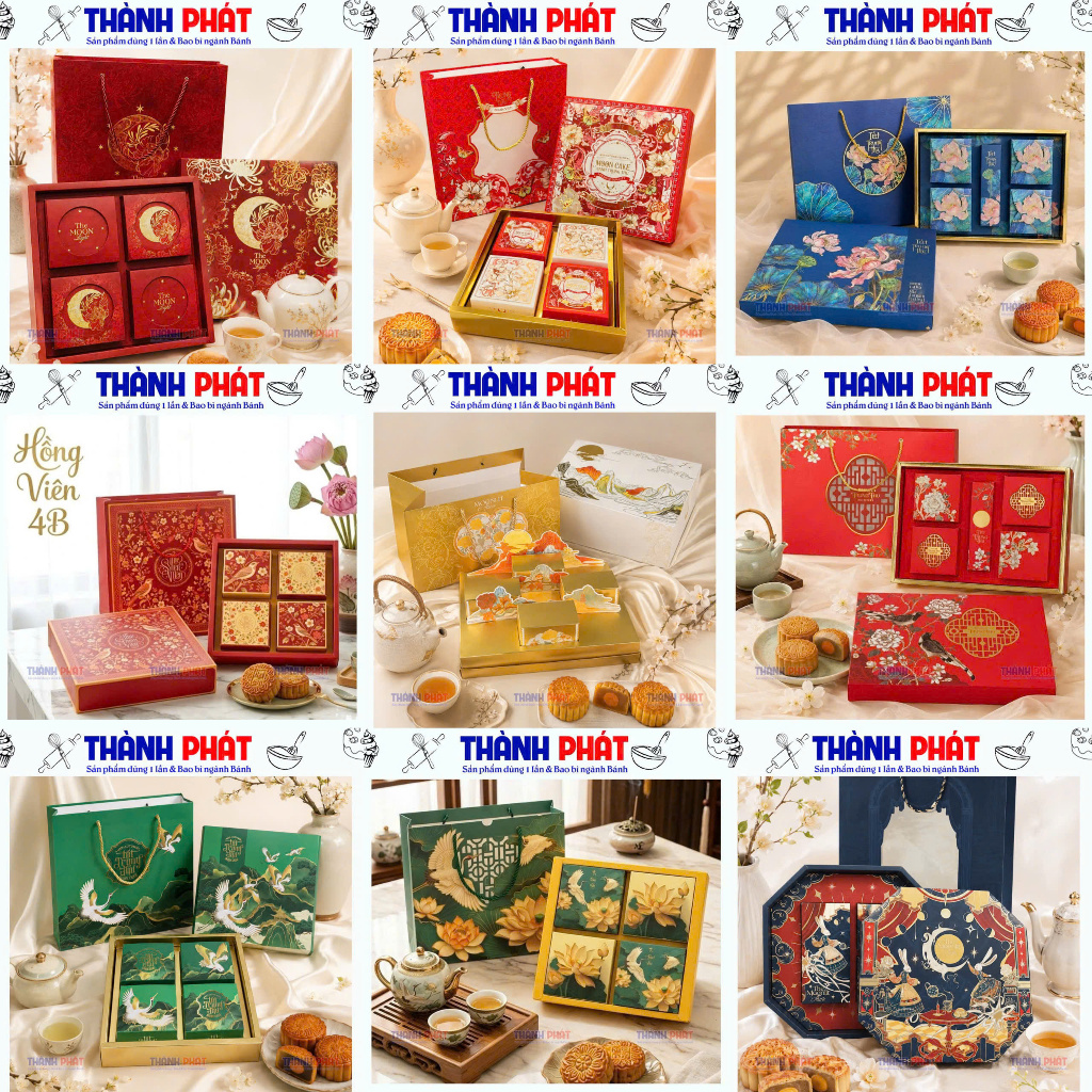 Hộp đựng 4 Bánh Trung Thu Mẫu mới năm 2026 - Tổng hợp Bao Bì hộp dựng 4 bánh trung thu 150g-250g