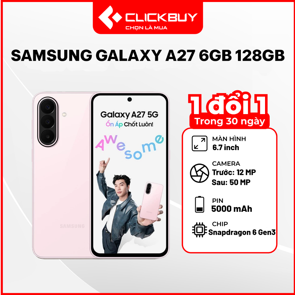 Điện Thoại Samsung Galaxy A27 5G 6GB 128GB Màn Hình Super AMOLED 120Hz Camera 50MP OIS Chính Hãng