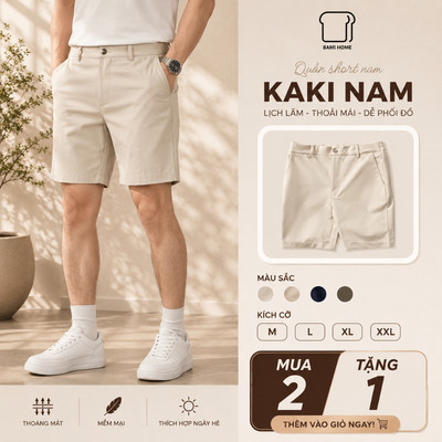 [GIẢM 50%] Quần short kaki nam BAMI HOME, quần đùi nam chất vải kaki cao cấp, form âu thanh lịch QK11