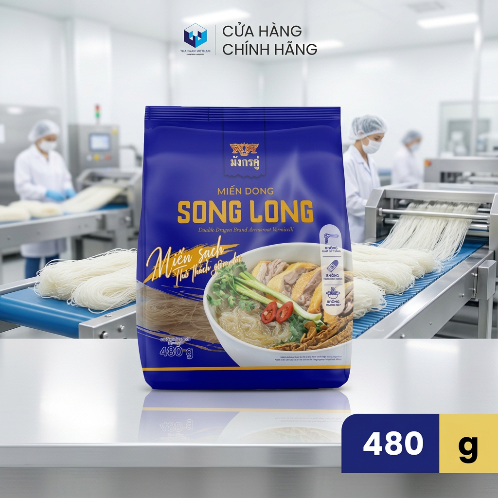 Miến Dong SONG LONG  Sạch  480g (Vắt nhỏ tiện lợi - Nấu lâu không trương nở)