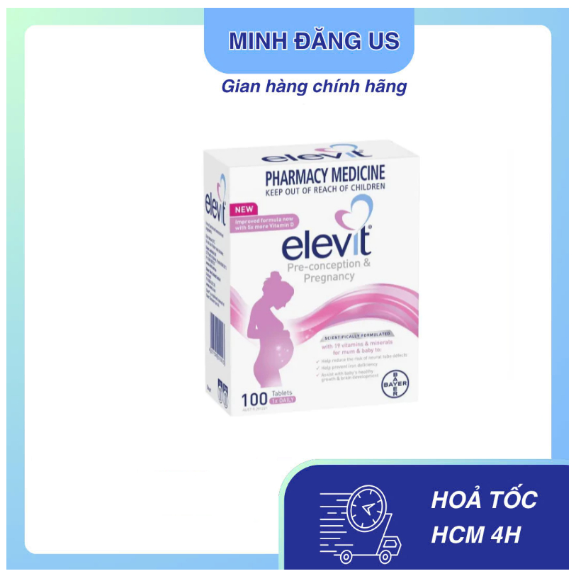 Vitamin Elevit tổng hợp cho mẹ bầu Bayer Elevit Pre-conception & Pregnancy 100 viên Úc