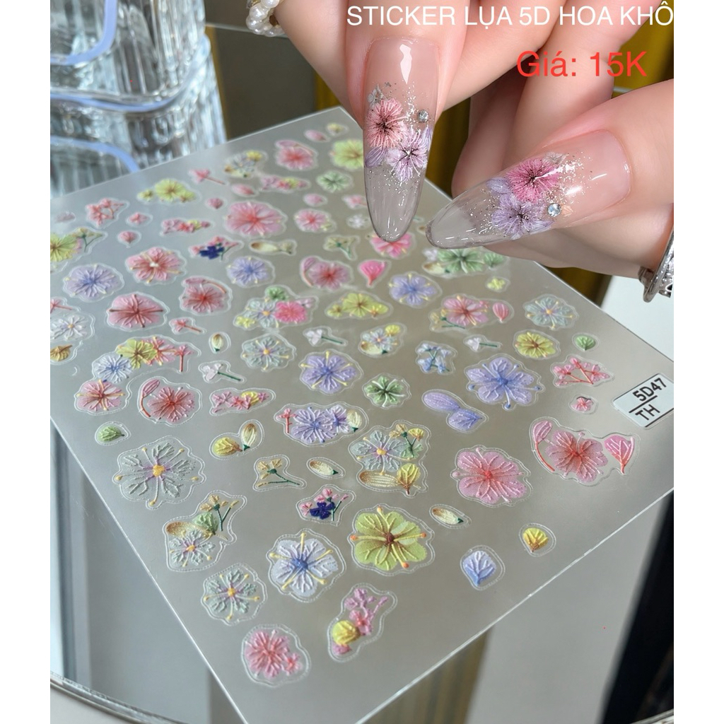 Sticker lụa 5D hoa khô 2373