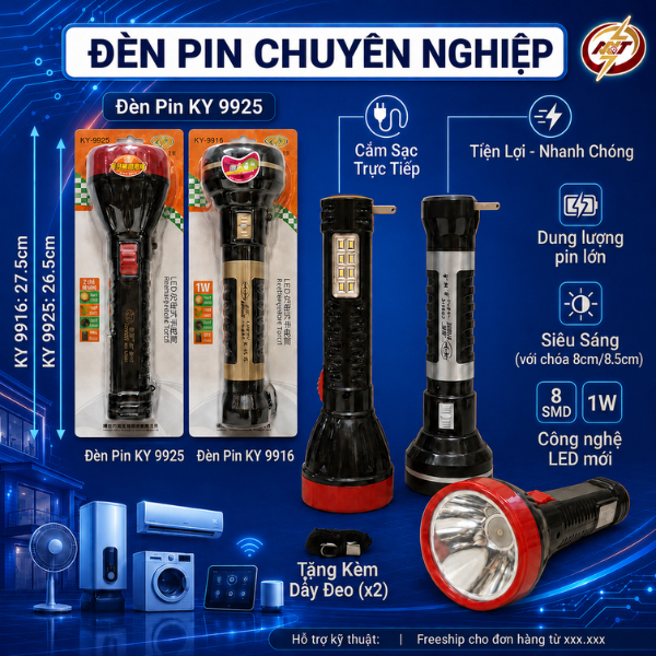 Đèn pin dài 28cm, KY-9916