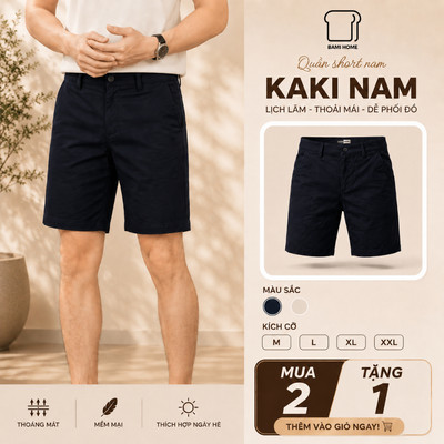 [GIẢM 50%] Quần short kaki cao cấp sợi spandex BAMI HOME, chất vải mềm mịn form thoải mái dễ phối đồ QK08