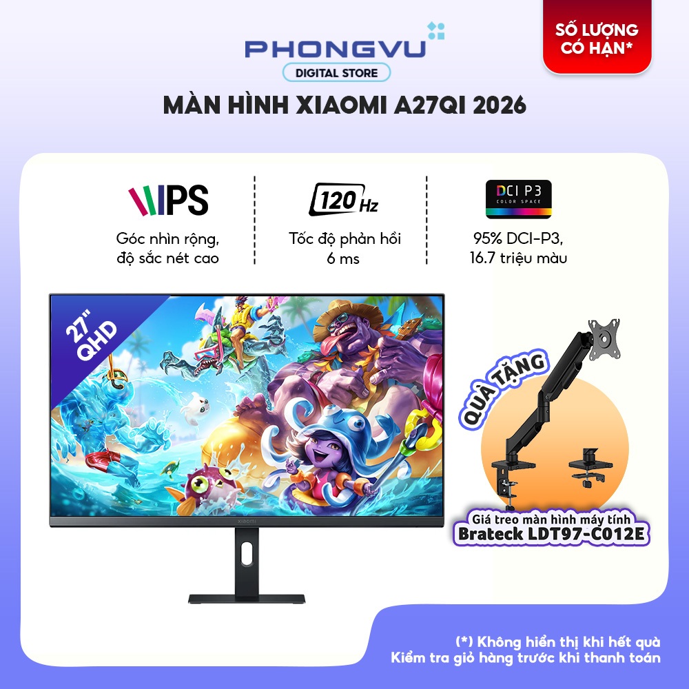 Màn Hình Xiaomi A27Qi Version 2026 -  27 inch - 2K - 100Hz/120Hz - IPS - Bảo Hành 36 Tháng
