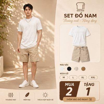 Set Quần Áo Ngắn Tay Nam BAMI HOME Áo Cotton Quần kaki Thoải Mái, Tôn Dáng CBQK16AUN02