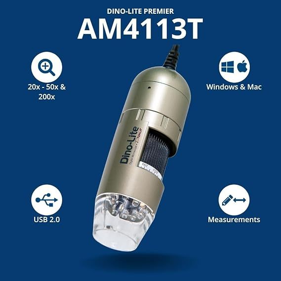 Kính hiển vi kỹ thuật số Dino-Lite AM4113T USB 200X - Kính hiển vi điện tử 1.3MP đo kích thước, kiểm