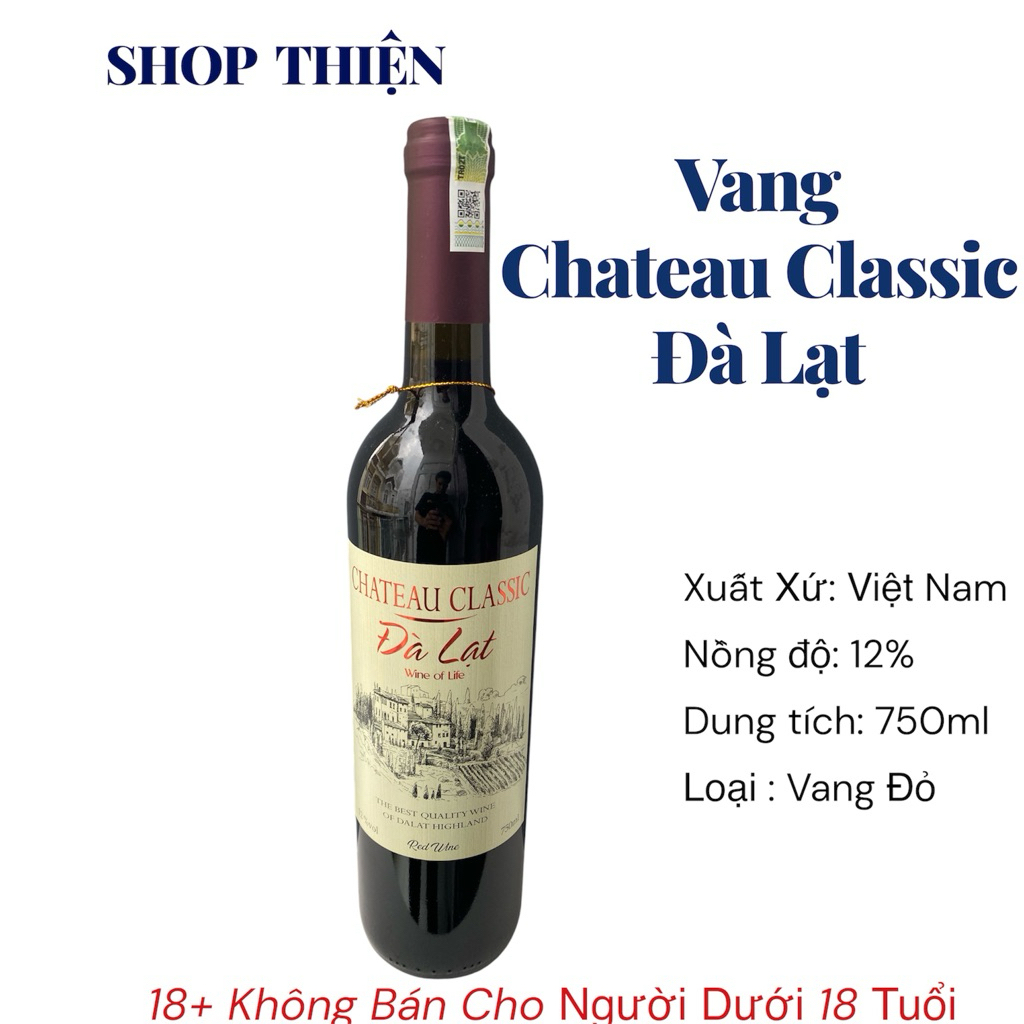 Vang Đỏ Chateau Classic Đà Lạt 750ml 12% - Vang Đà Lạt Chính Hãng