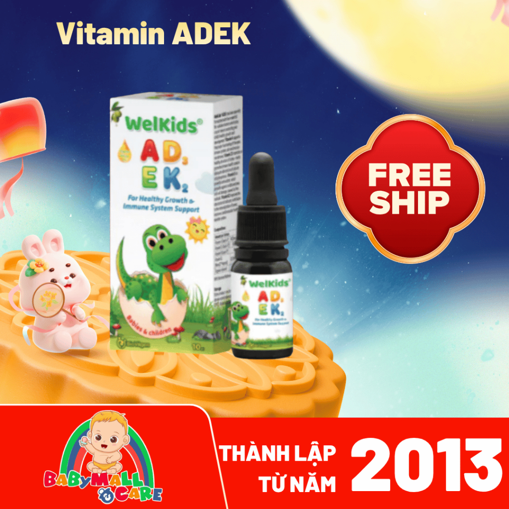 Vitamin ADEK WelKids – Giọt Bổ Sung A+D+E+K Cho Bé – Hỗ Trợ Miễn Dịch – Lọ 10ml