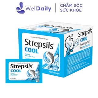 Viên ngậm STREPSILS COOL kháng khuẩn, giảm đau họng (Hộp 50 x gói 2 viên)