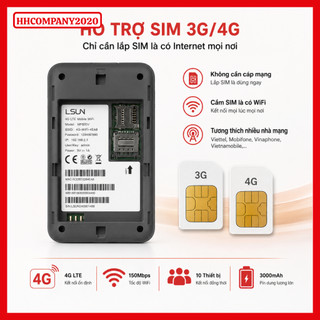 Bộ Phát WiFi 4G LSUN MF605V – Cắm SIM Tốc Độ 150Mbps – Pin 3000mAh – LCD – Kết Nối 10 Thiết Bị