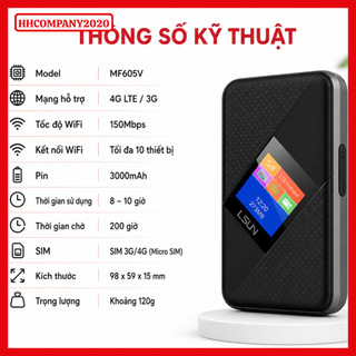 Bộ Phát WiFi 4G LSUN MF605V – Cắm SIM Tốc Độ 150Mbps – Pin 3000mAh – LCD – Kết Nối 10 Thiết Bị
