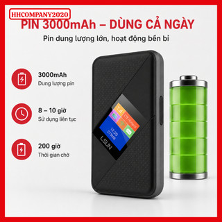 Bộ Phát WiFi 4G LSUN MF605V – Cắm SIM Tốc Độ 150Mbps – Pin 3000mAh – LCD – Kết Nối 10 Thiết Bị